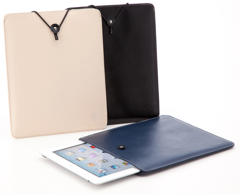 Leather Sleeve Case for iPad Beige White