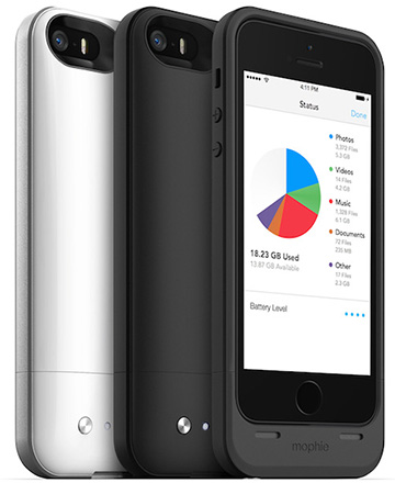 mophie space pack ストレージ内蔵バッテリーケース for iPhone 5s/5