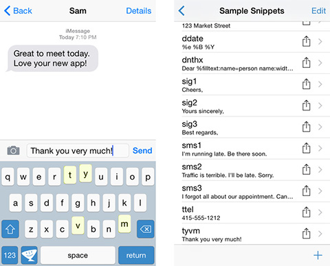 TextExpander 3 + custom keyboard