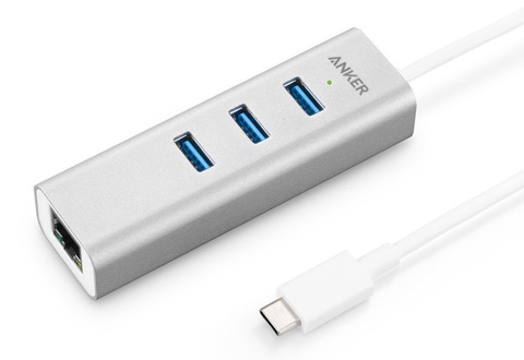 USB-C 3ポート USB3.0イーサネットアダプター付ハブ