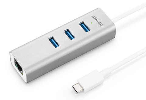 Anker USB-C & 3ポート USB 3.0 ハブ イーサネットアダプタ付属