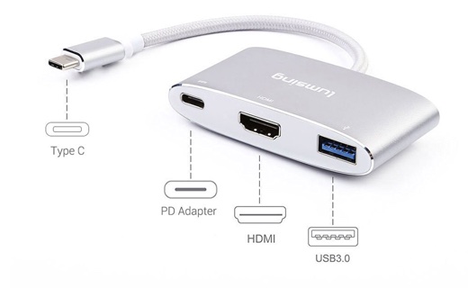 変換アダプタ Type-C to HDMI / PDアダプタ / USB 3.1 USBハブ 20cm