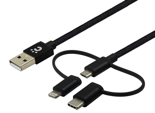 cheero 3-in-1 USB Cable (Fabric braided) 