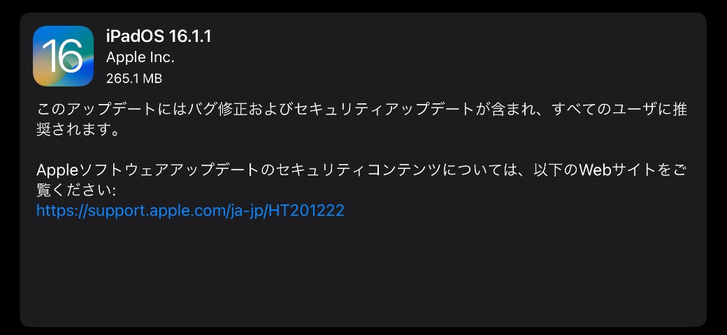 iPadOS 16.1.1